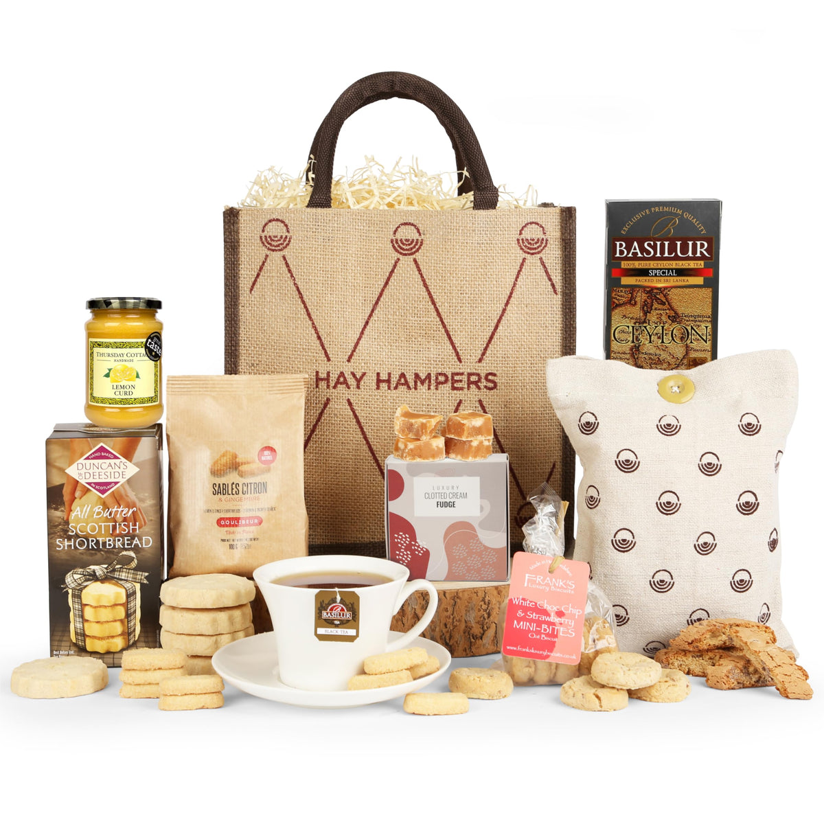 Afternoon Tea Hamper - Shortbread, Biscuits, Cookies & Tea Gift Set, Hamper Basket for Birthday Gift for Women & Men, Hamper Gift for Couples