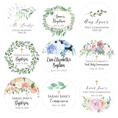 Customized First Communion Baptism Stickers,Mi bautizo, Over 15 Designs, Favor Labels for boy/girl Party Celebration Christening event