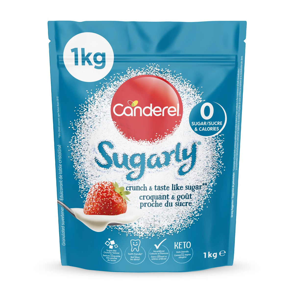 Canderel Sugarly Crunchy Sweetener 1kg - VALUE PACK - Equivalent to 2kg of Sugar