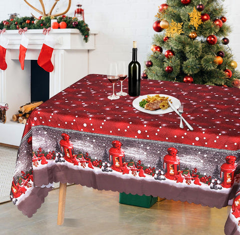 180 x 150 cm Rectangular Christmas Table Cloth Large Washable Christmas Tablecloths Waterproof Red Xmas Table Cover Table Cloth Wipeable Christmas Tablecloths for Xmas Table Decorations Party Supply
