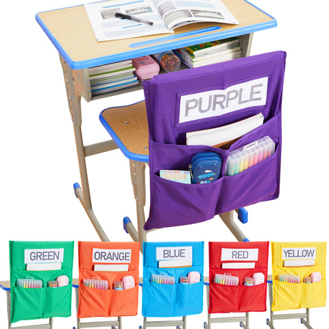 moopok Chairback Buddy Pocket Chart, Chairback Buddy Pocket Chair Pockets for Classroom with 3 Pockets and 1 Student Name Tag, Chair Pockets Organizer