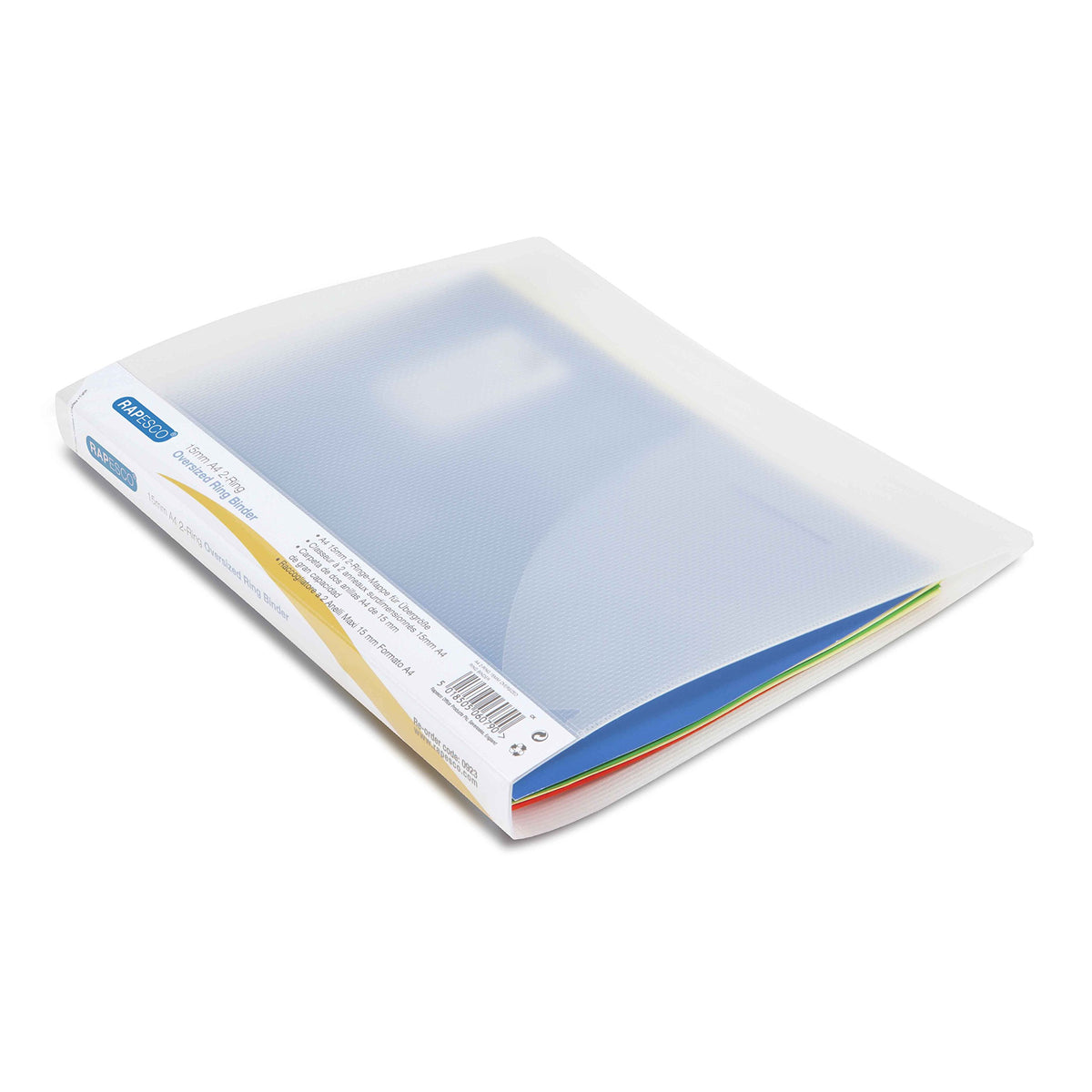 Rapesco 0923 15 mm 2-Ring Binder, 25 mm Spine, A4, Clear Transparent, Pack of 10