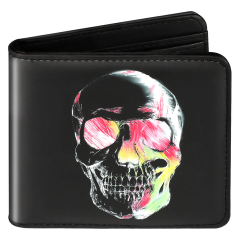 Teen Boys Cool Wallet-Skull Men Mens Men'S Leather Credit Id Card Cash Holder Man Black Rfid Blocking Zipper Wallets With Coin Pocket Id Window Aesthetic Teen Boy Male Youth Guys