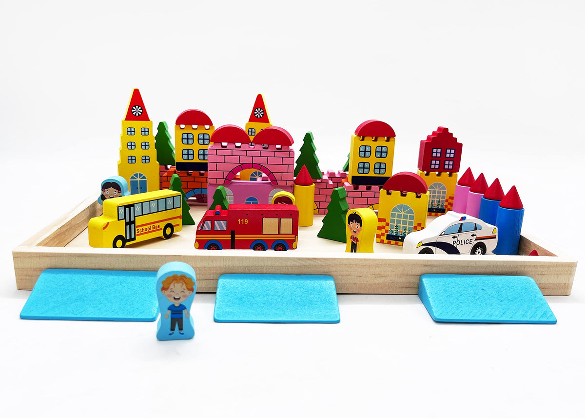 Flex Value Children Montessori Wooden Building Blocks| Educational Stacking Toy| Gift For 3 4 5 6 Year Old| Kids Birthday Christmas Xmas Gift