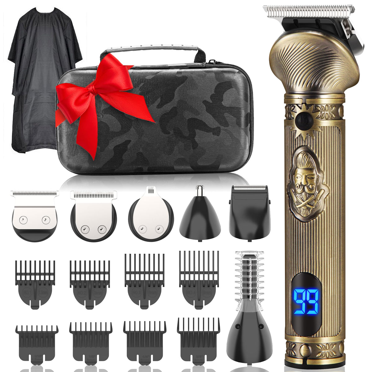 REHOYO Beard Trimmer Men, Professional Hair Clippers with T-Blade Trimmer, Electric Razor Shavers Grooming Kit for Nose Mustache Body Hair w/Travel Case, 180 Mins Working Time, Gifts for Men