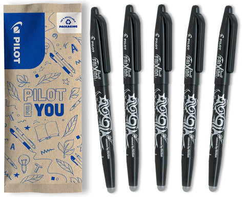 PILOT - Set of 5 Frixion Ball - Erasable Rollerball - Black - Medium Tip