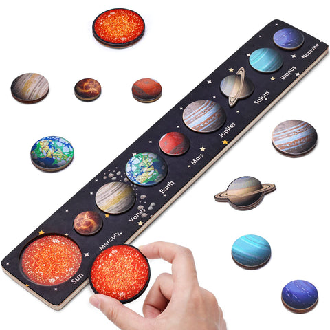 Montessori Toys for 3-Year-Old Boys Girls: Wooden Solar System Puzzle Toddlers Age 3 4 5 6 Year old Kids Board Gift 3-6 Old Learning Resources Educational Great Gifts