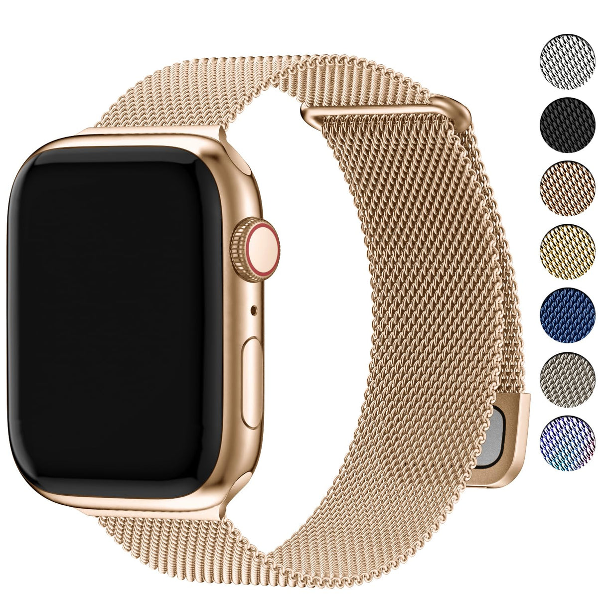 Fullmosa Compatible with Apple Watch Straps 46mm 45mm 49mm 44mm 42mm, Magnetic Milanese Loop Replacement for Women Men for Series 10 9 8 SE2 7 6 SE 5 4 3 2 1 Ultra 2 1, Rose Gold