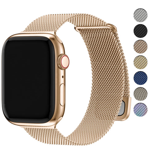 Fullmosa Compatible with Apple Watch Straps 46mm 45mm 49mm 44mm 42mm, Magnetic Milanese Loop Replacement for Women Men for Series 10 9 8 SE2 7 6 SE 5 4 3 2 1 Ultra 2 1, Rose Gold
