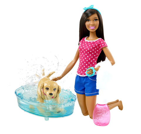 Barbie African-American Splish Splash Pup Playset