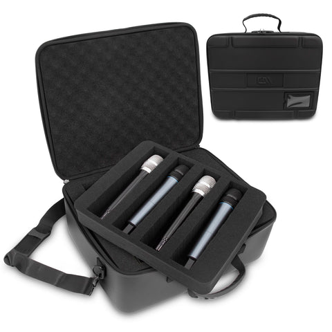 CASEMATIX Portable Microphone Case Compatible with Sennheiser Shure and More Wireless Mic Systems - Dual Layer Customizable Foam Holds Microphones, Receivers, Transmitters and More