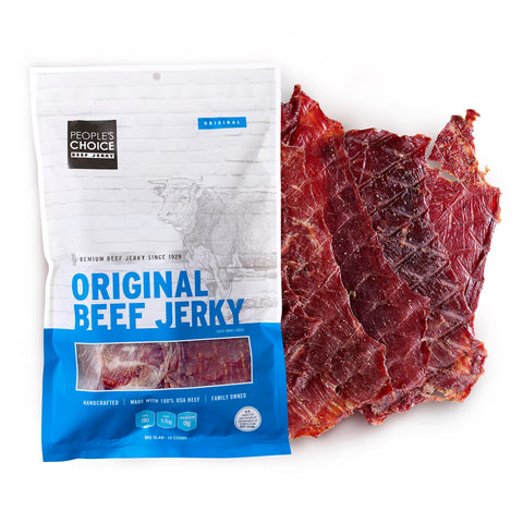 People's Choice Beef Jerky - Classic - Original - Big Slab - Whole Muscle Premium Cuts - Bulk Jerky Package - Thin Sheets - Low Sodium Low Salt High Protein Meat Snack - 15 Count, 1 Bag