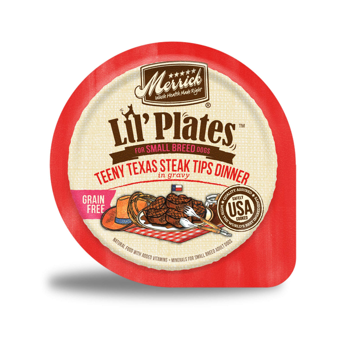 Merrick LilÃƒÆ’Ã†â€™Ãƒâ€šÃ‚Â¢ÃƒÆ’Ã‚Â¢ÃƒÂ¢Ã¢â€šÂ¬Ã…Â¡Ãƒâ€šÃ‚Â¬ÃƒÆ’Ã‚Â¢ÃƒÂ¢Ã¢â€šÂ¬Ã…Â¾Ãƒâ€šÃ‚Â¢ Plates Premium Grain Free Natural Wet Dog Food For Small Dogs, Soft Teeny Texas Steak Tips Recipe