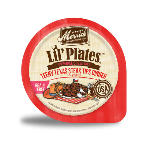 Merrick LilÃƒÆ’Ã†â€™Ãƒâ€šÃ‚Â¢ÃƒÆ’Ã‚Â¢ÃƒÂ¢Ã¢â€šÂ¬Ã…Â¡Ãƒâ€šÃ‚Â¬ÃƒÆ’Ã‚Â¢ÃƒÂ¢Ã¢â€šÂ¬Ã…Â¾Ãƒâ€šÃ‚Â¢ Plates Premium Grain Free Natural Wet Dog Food For Small Dogs, Soft Teeny Texas Steak Tips Recipe