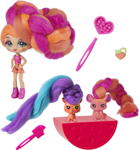 Candylocks, 3-Pack, Kiwi Kimmi 3-inch Scented Collectible Surprise Doll and 2 Pets with Accessories