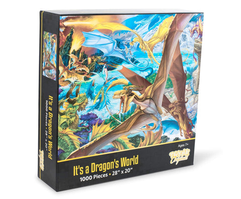 Toynk It's A Dragon's World Magic Fantasy Puzzle for Adults and Kids | Difficult 1000 Piece Jigsaw Puzzle Toy | Fun Quarantine Gift | Interactive Brain Teaser Challenge for Game Night | 28 x 20 Inches