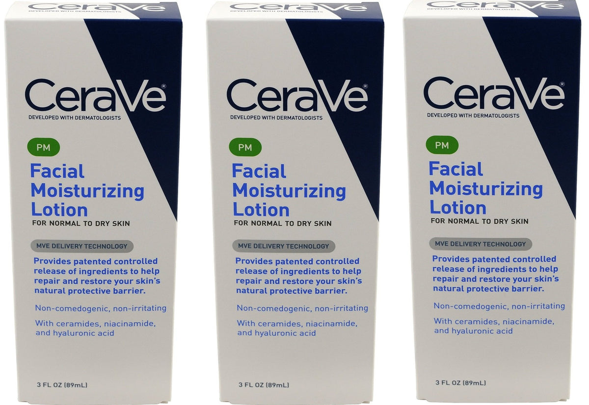 CeraVe Moisturizing Facial Lotion PM, 3 Oz. - Pack of 3