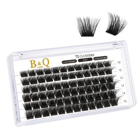 B&Q Lash Clusters B30 D Curl 10mm DIY Eyelash Extensions 72 Clusters Lashes Eyelash Clusters Eyelash Extensions Volume Wispy Individual Lash Clusters at Home Lash Extensions (B30,D-10-16 new)