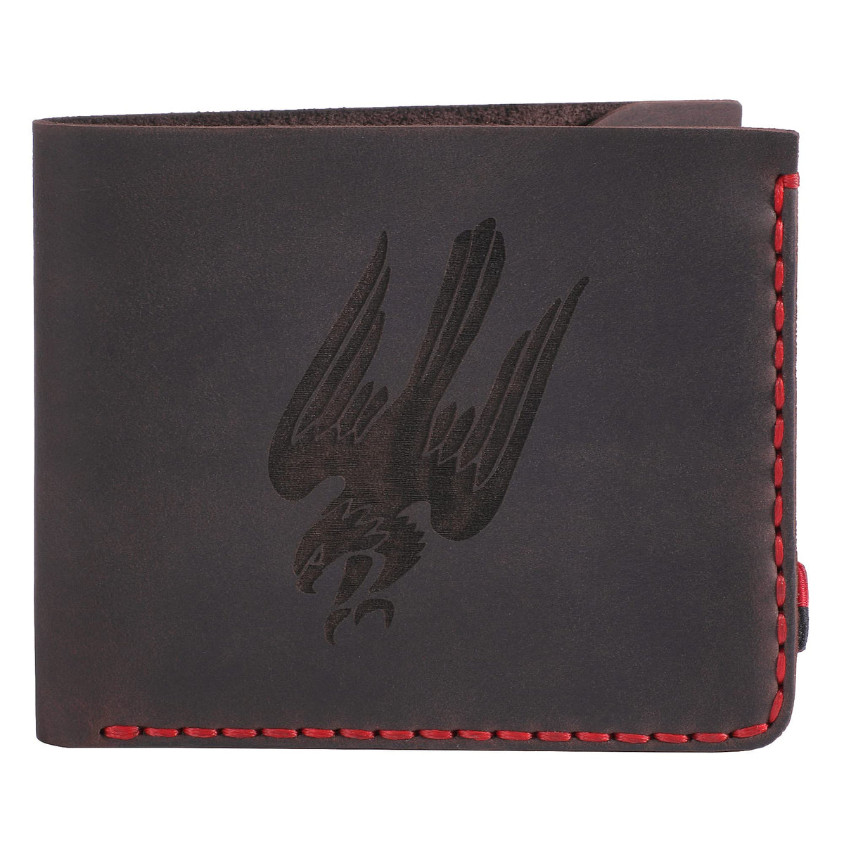 281Z Genuine Leather Wallet for Men - Handmade Large Bifold Men's Wallet with engraved logo - Veteran made - Ukrainika Series, Dark Brown, One Size, Casual