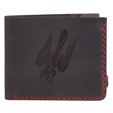 281Z Genuine Leather Wallet for Men - Handmade Large Bifold Men's Wallet with engraved logo - Veteran made - Ukrainika Series, Dark Brown, One Size, Casual