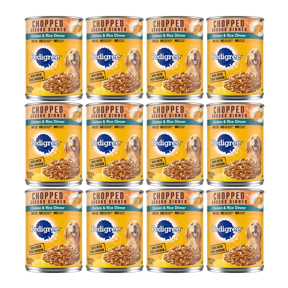 Pedigree Chopped Ground Dinner Chicken & Rice Canned Dog Food 13.2 Ounces (Pack Of 12)