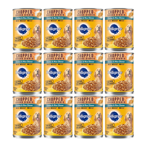 Pedigree Chopped Ground Dinner Chicken & Rice Canned Dog Food 13.2 Ounces (Pack Of 12)