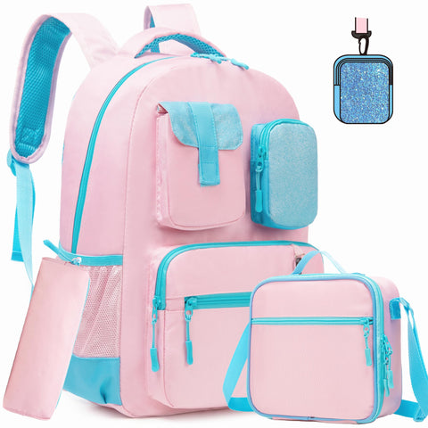 ZBAOGTW Backpacks for Girls 8-10 Backpack for School Kids Backpack with Lunch Box Girls Backpack with Pencil Case Travel Bag for Kids Backpacks for School Girls Elementary Kids