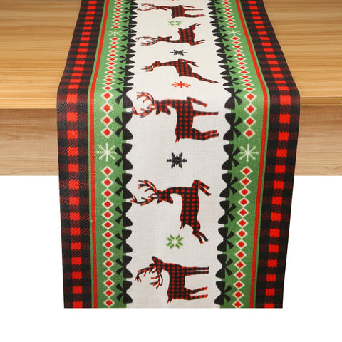 Christmas Table Runner, 70x14 Inch Elk Lattice Xmas Table Cover Christmas Decorations Tablecloth for Wedding Baby Shower Birthday Party Table Decoration