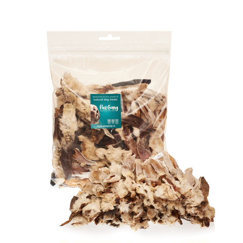 PawGang - Rabbit Ears with Fur 1kg (64-74 Furry Ears) - 100% Natural Air Dried Treats for Dogs Puppies Adult Old Small Large - Tasty EU Sourced Chews - Healthy Hypoallergenic - Grain Free - Bulk Bag