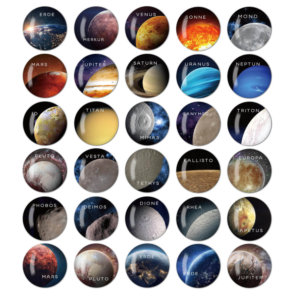 BIROYAL 30 Pieces Solar System Magnets - Solar System Space - Astronomy Magnets - Fridge Magnets for Children - Planet Space Magnet Set - Mini Magnets for Whiteboard - Fridge Magnets