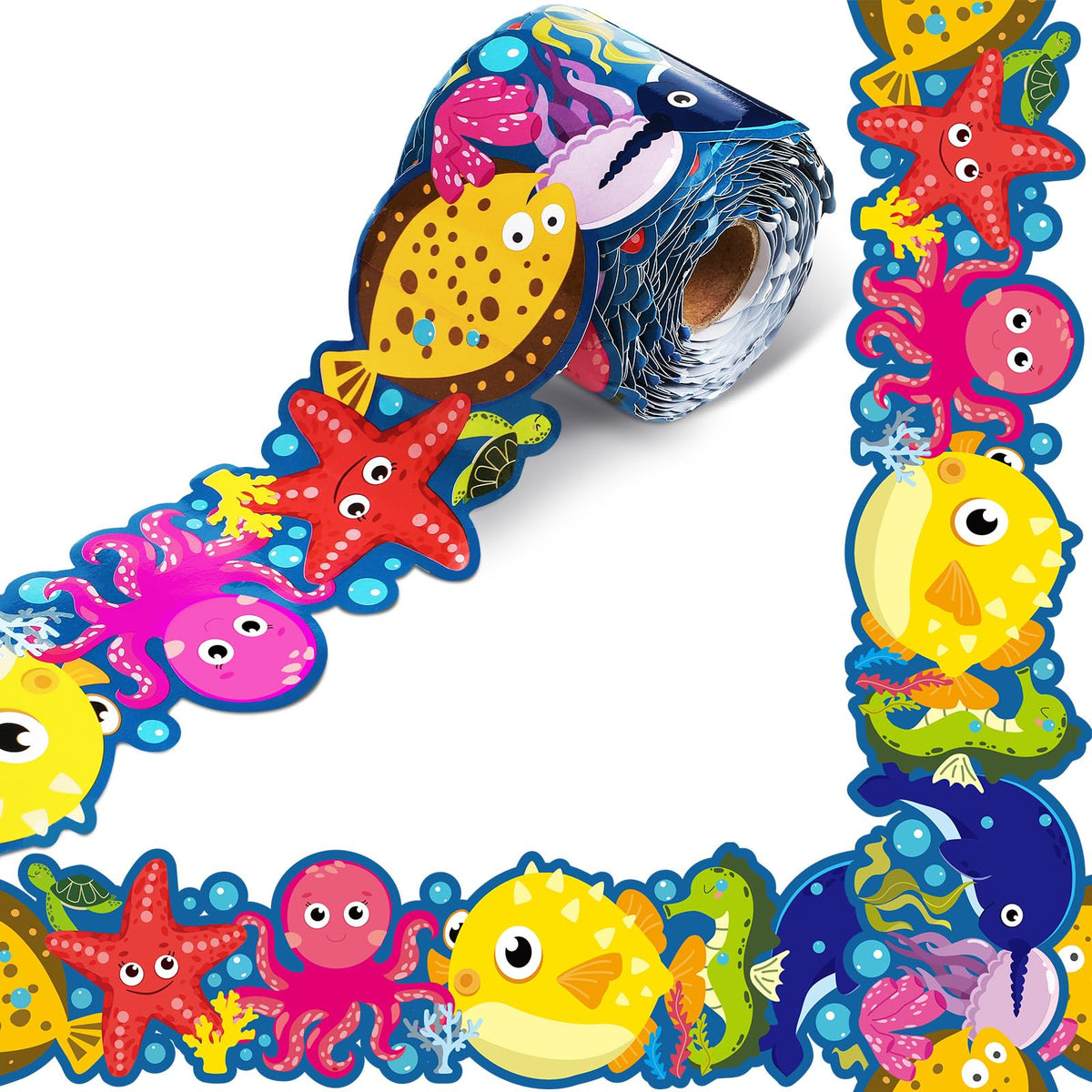 Outus 68 Feet Ocean Bulletin Board Borders Under The Sea Classroom Decorations Sea Summer Bulletin Borders Animal Printed Trim Border for Classroom School Chalkboard Ocean Birthday Party Supplies
