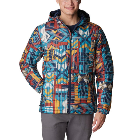 Columbia Men's Powder Lite Hooded Jacket, Warp Red Pathways Print, Medium