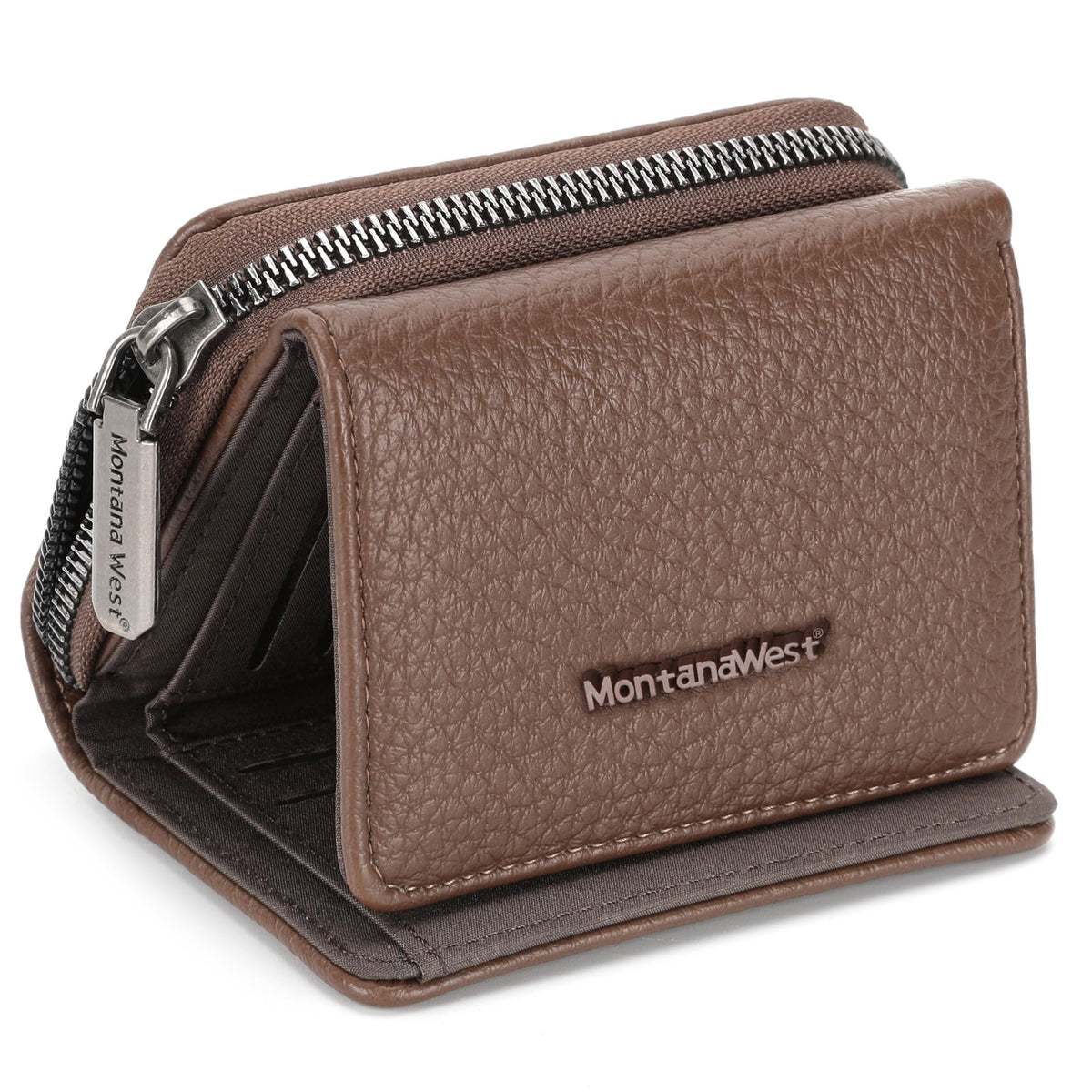 Montana West Women's Wallet Trifold Card Holder RFID Blocking with Zipper Coin Pocket