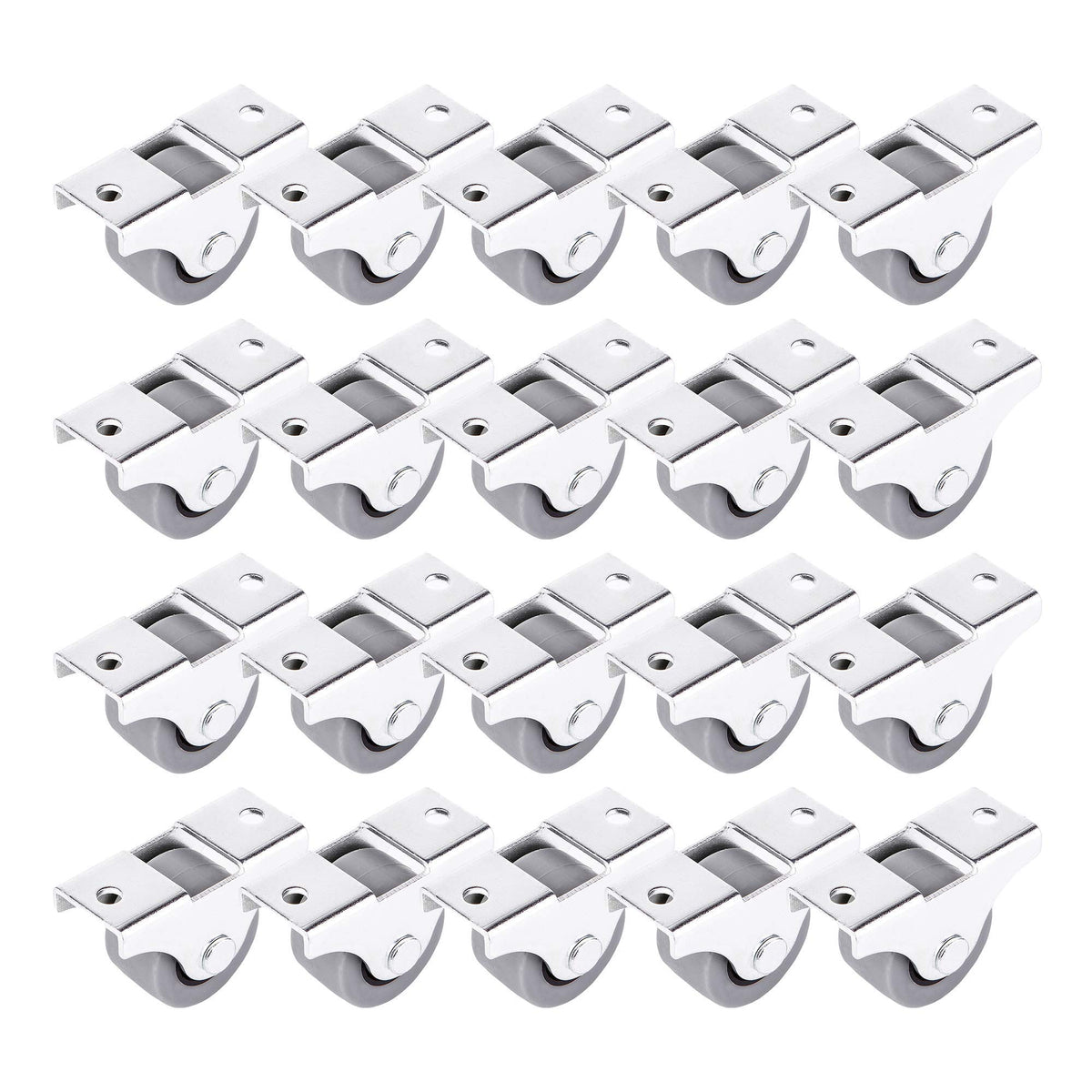(Pack of 20) 25 mm Small Wheel Castors Rubber Casters Castors for Furniture Non-Swivel Small Wheels Non-Plastic Appliance & Equipment Small Wheel Castors Casters Set (20)