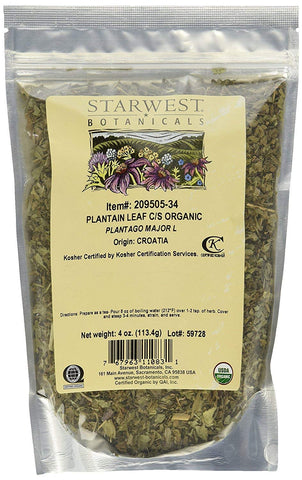 Starwest Botanicals Organic Plantain Leaf Cut & Sifted, 4 Ounces