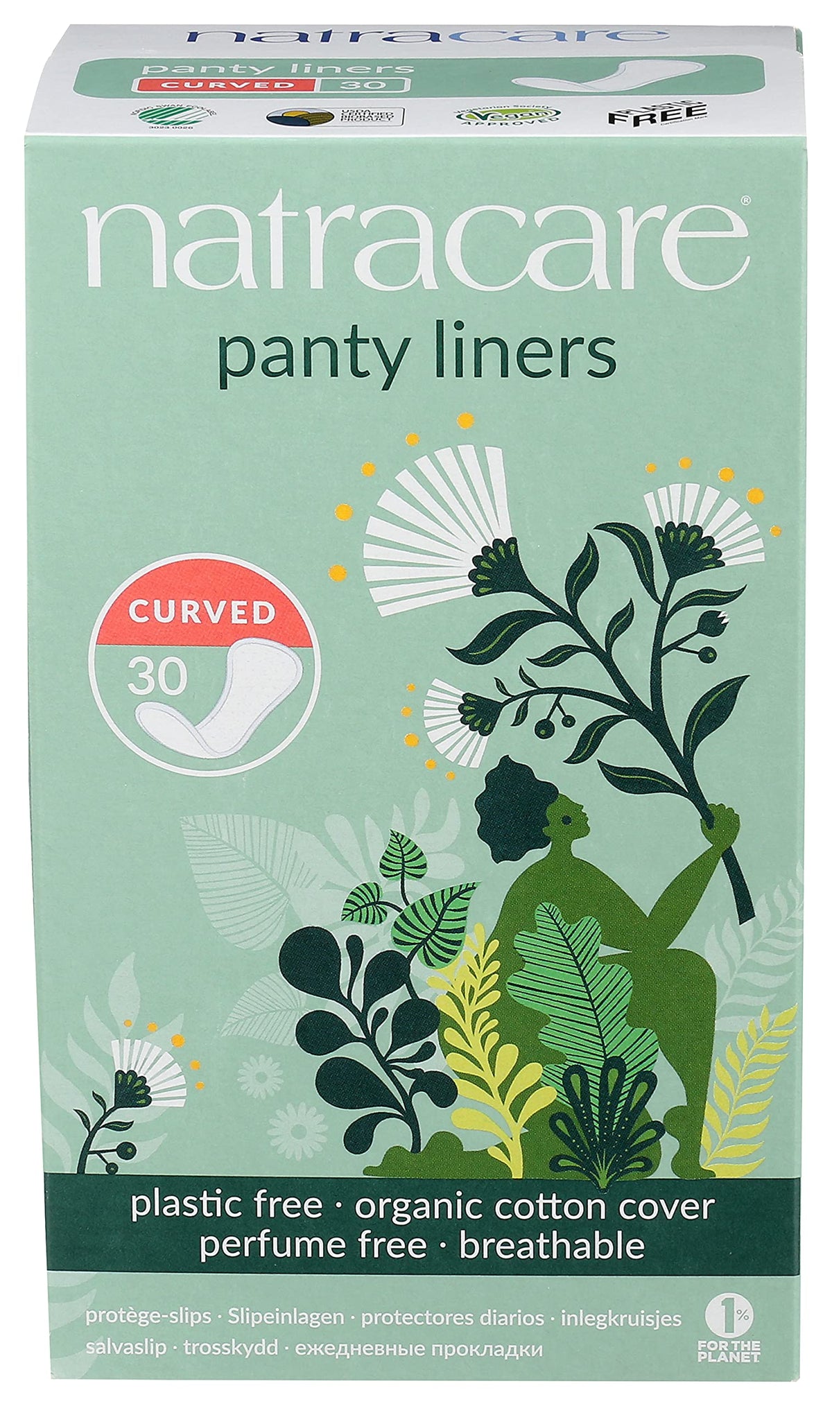Natracare Organic And Natural Panty Liners Curved - 16 x Packs of 30 (480 Liners)