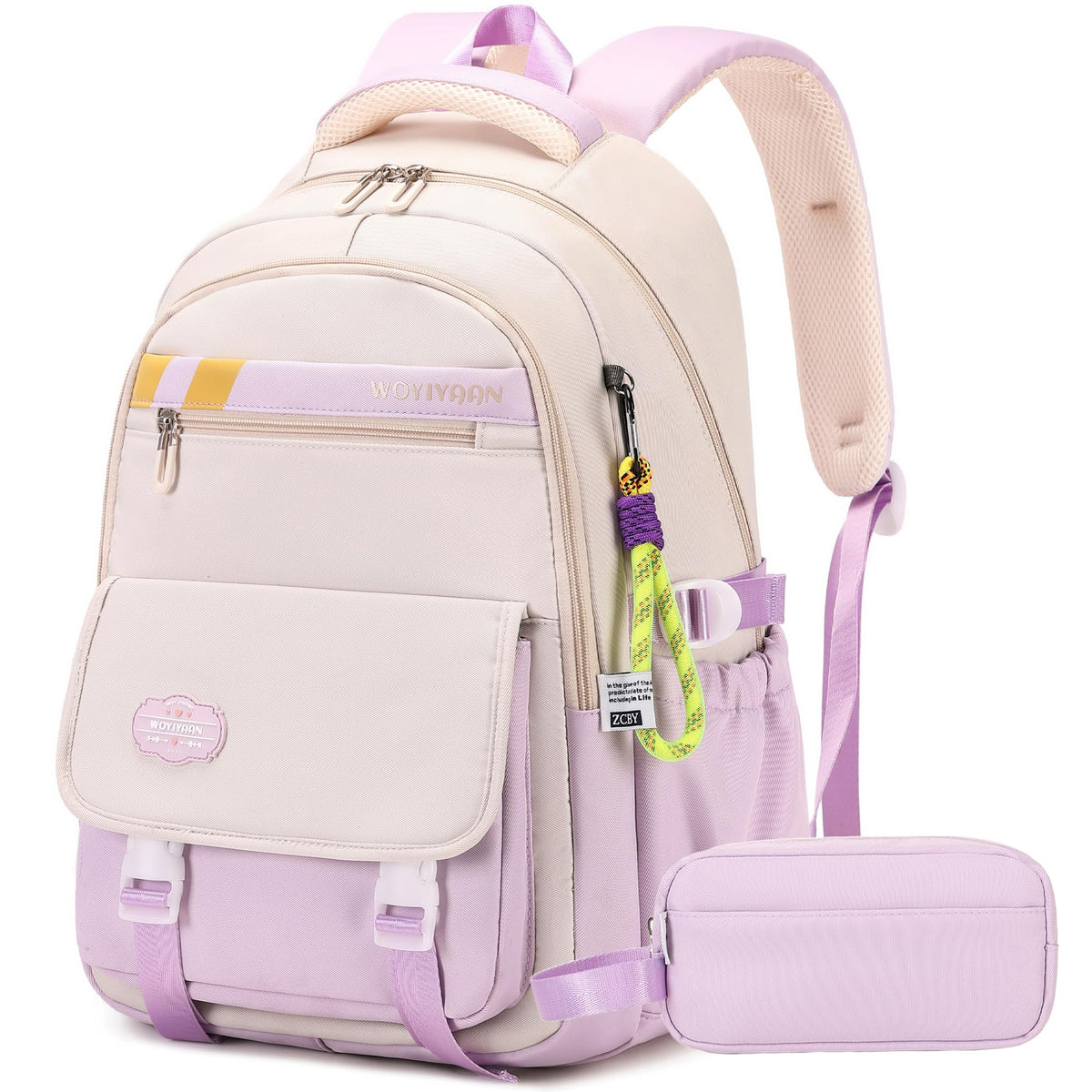 Woyiyaan Girls Backpack for School, Cute Teenage Multiple Pockets School Bag, Fashion Bookbag for Primary Elementary High School, Purple Backpack