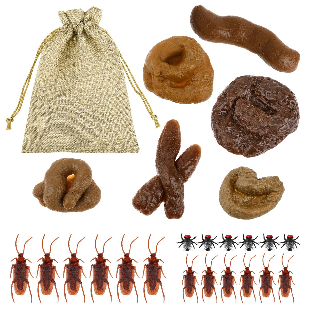 Prasacco 25 Pieces of Fake Poop, Realistic Fake Feces Funny Fake Dog Poo Lifelike Prank Props Funny Joke Tricky Toys with Bags for Halloween April Fools' Day Prank Party Supplies