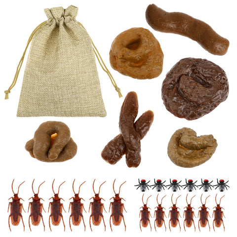 Prasacco 25 Pieces of Fake Poop, Realistic Fake Feces Funny Fake Dog Poo Lifelike Prank Props Funny Joke Tricky Toys with Bags for Halloween April Fools' Day Prank Party Supplies