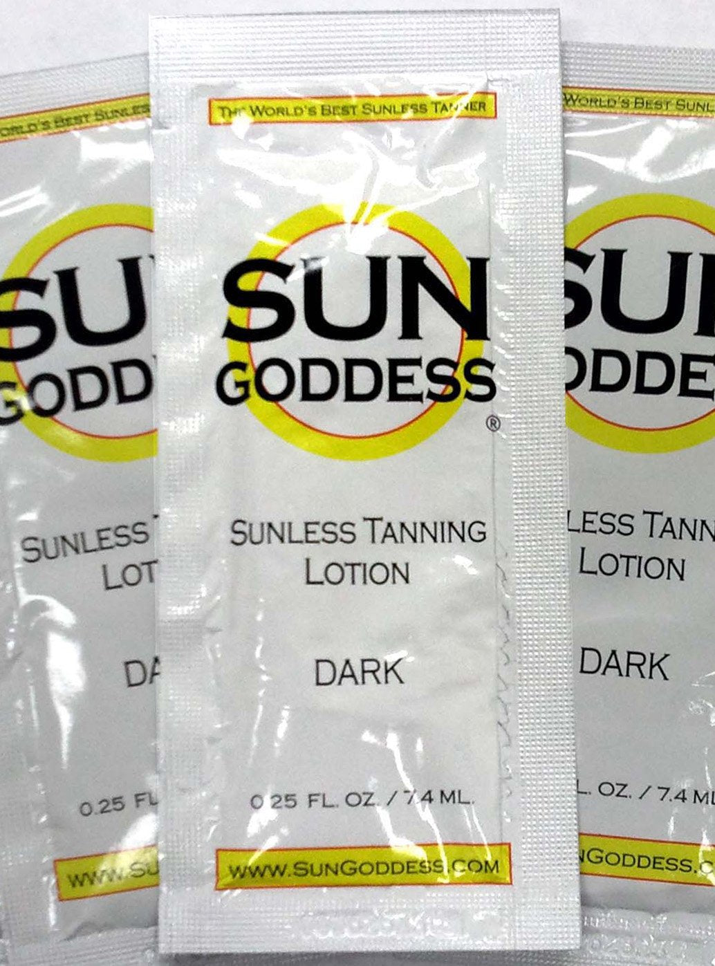 Sun Goddess - Sunless Self Tanning Lotion DARK - Includes (3) .25 oz Sunless Self Tanning Samples - Best Sunless Self Tanning Lotion Darkest Sunless Self Tanning Lotion # 1 Sunless Self Tanner Lotion