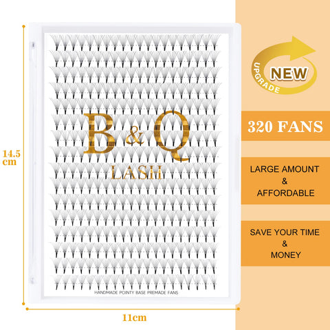 Premade Fans Eyelash Extensions 8D-0.07C-9-16MIX 320 Fan Pointy Base Premade Lash Extensions Fans B&Q Premade Volume Eyelash Extensions 7D 8D 10D Premade Volume Fans Mixed (8D-0.07C,9-16MIX)