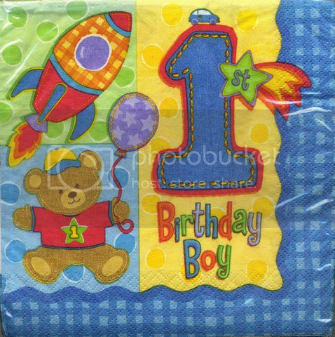 Amscan Hugs & Stitches Boy Lunch Napkins - 16 ct