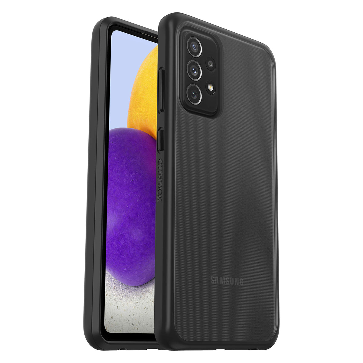 OtterBox Sleek Series Case for Samsung Galaxy A72, Shockproof, Drop Proof, Ultra-Slim, Protective Thin Case, Tested to Military Standard, Clear/Black, No Retail Packaging