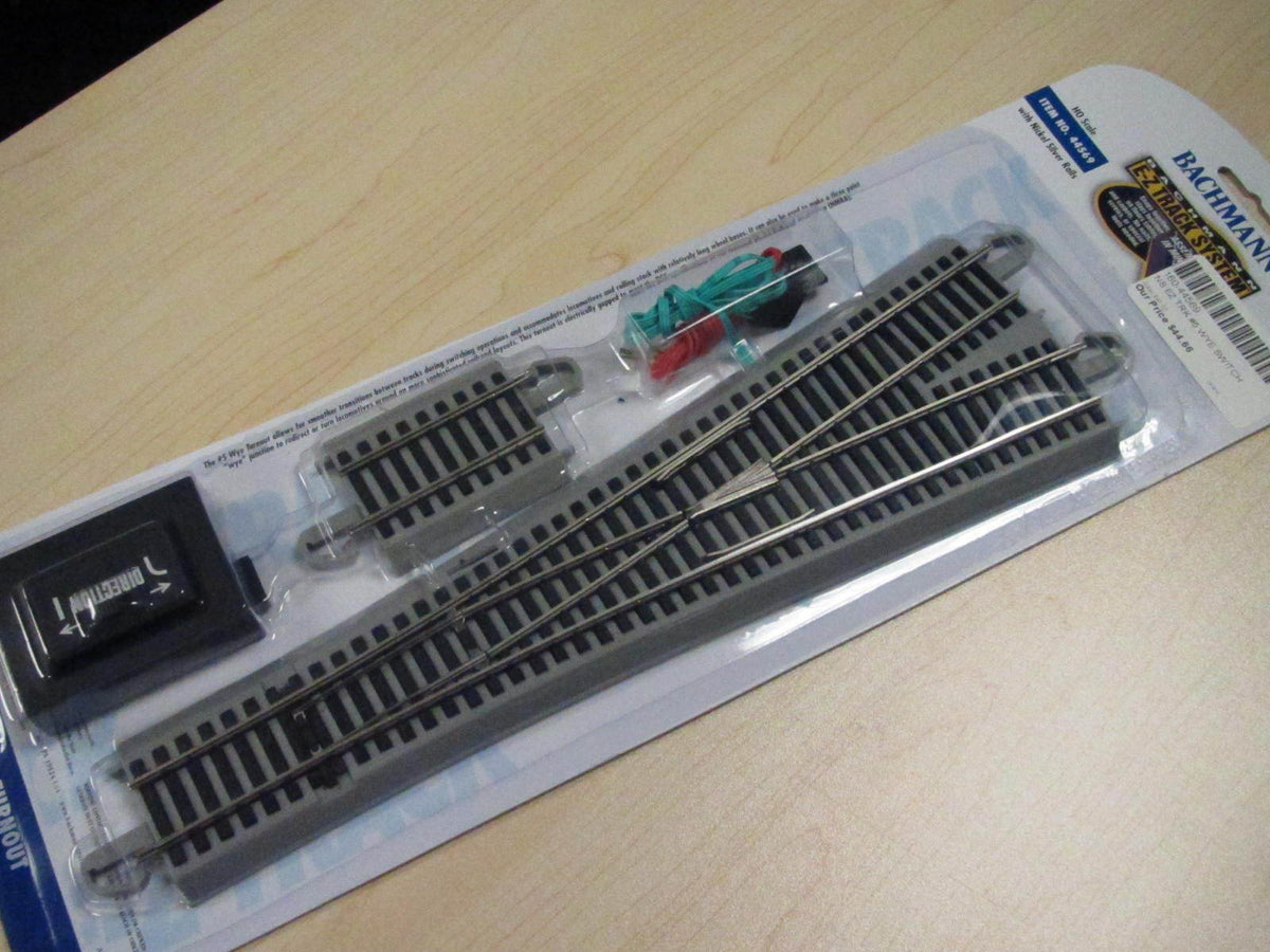 Bachmann HO Scale Nickel Silver/Gray Roadbed EZ-Track Wye #5 Remote Turnout