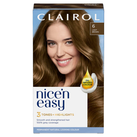 Clairol Nice'n Easy CrÃ¨me Permanent Hair Dye, 6 Light Brown, 220g