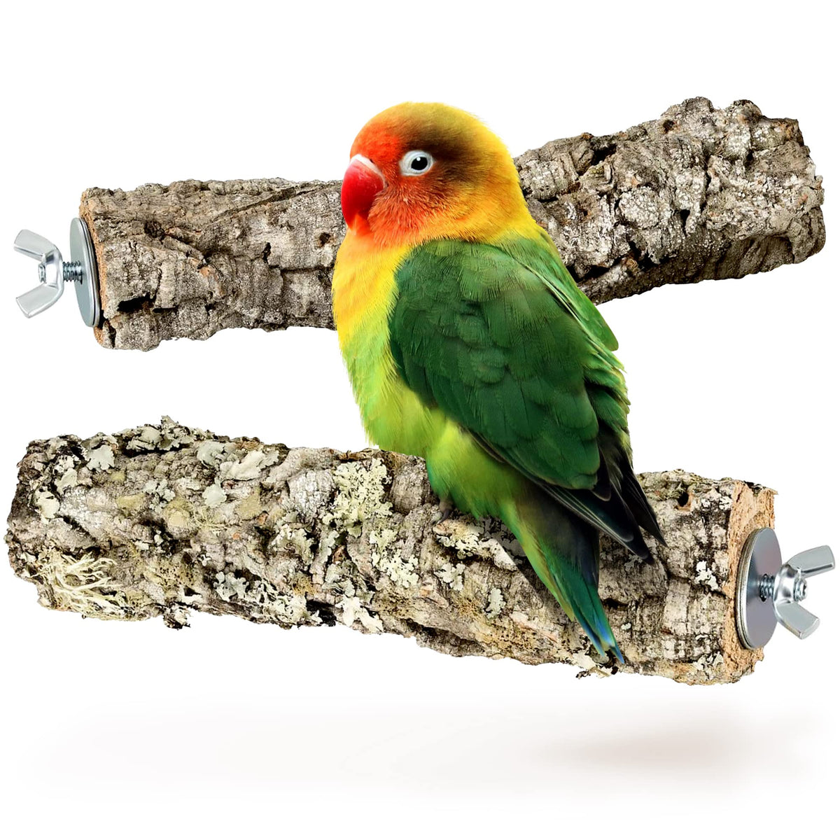 Cork Bird Perch Made from Natural Cork Bark Set of 2 for perching, nibbling and gnawing | cleaned & sanitised | Made from natural cork for budgerigars, canaries, parrots and other birds