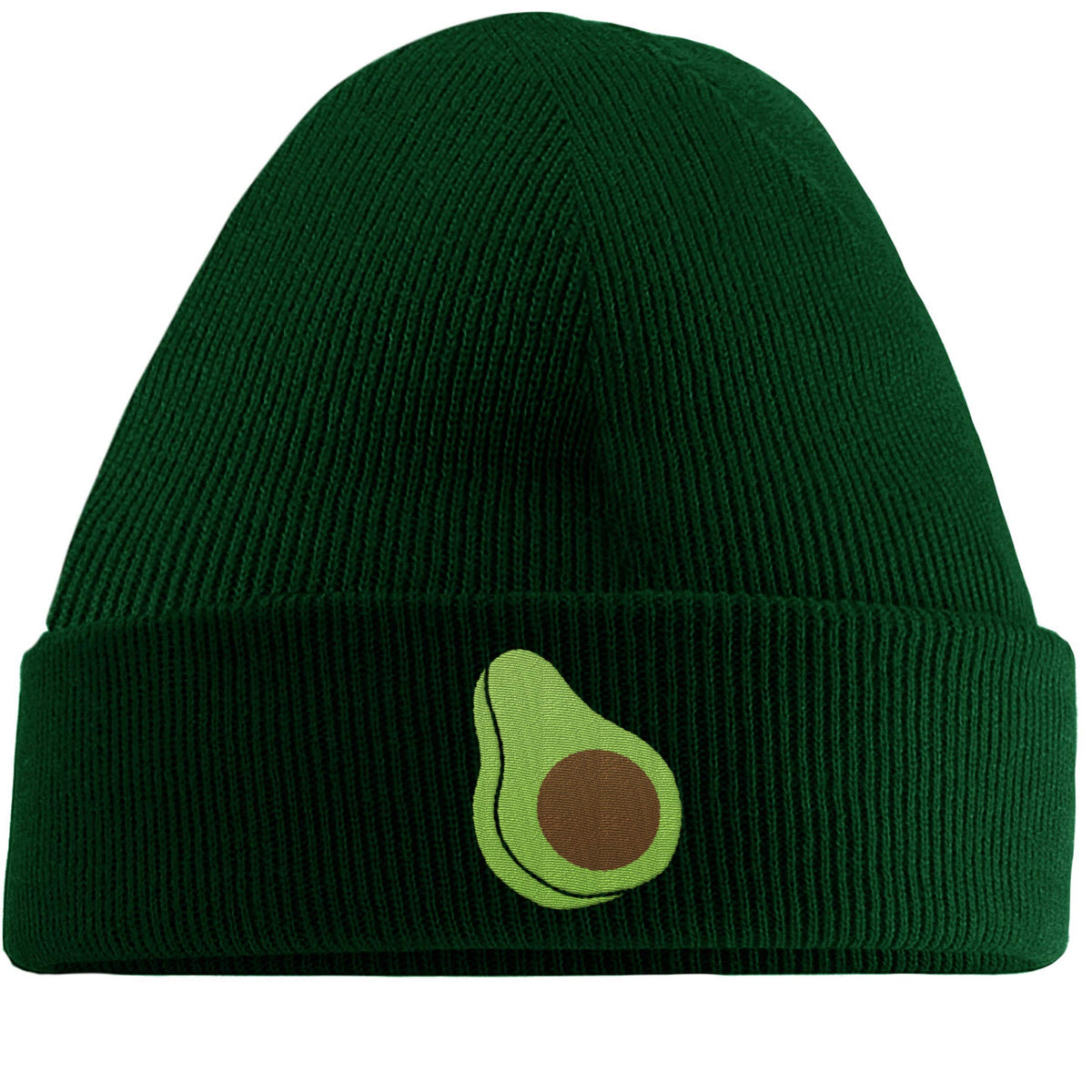 Hippowarehouse Avocado Embroidered Beanie Hat Bottle Green
