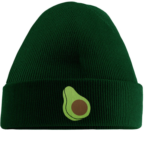 Hippowarehouse Avocado Embroidered Beanie Hat Bottle Green