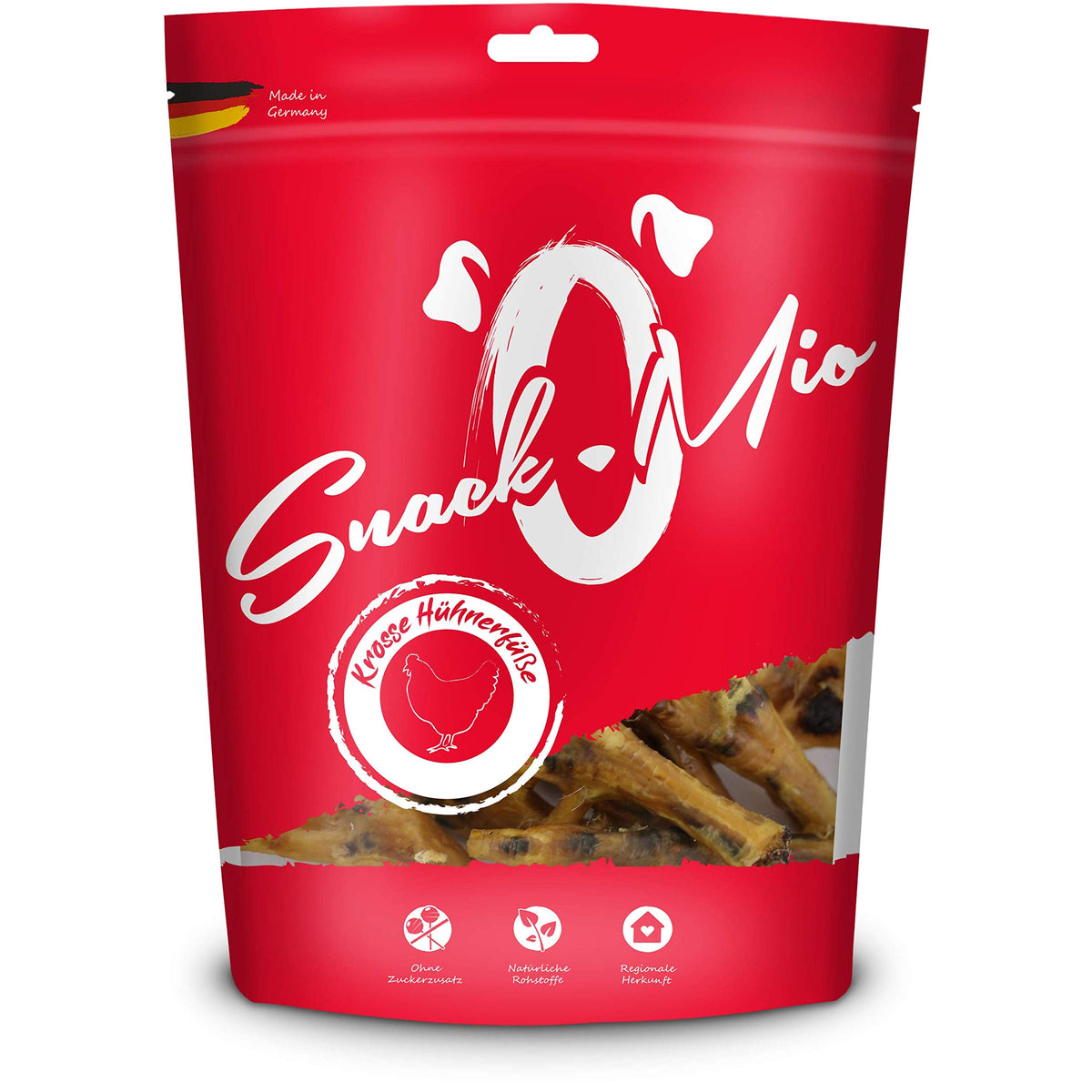 SnackOMio Premium Dog Snack, Crispy Chicken Feet, Grain-Free, Pack of 1 (1 x 350 g)