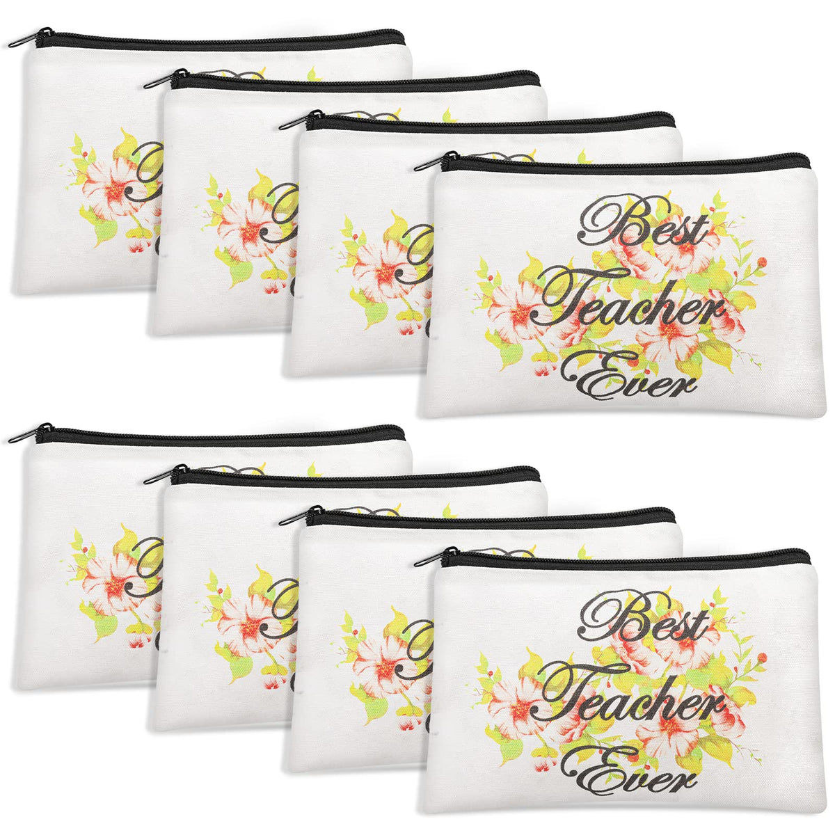emzrivo Teacher Appreciation Gifts Teacher Gift for Women 8 Pcs Teacher Appreciation Gifts Makeup Bag Teacher Cosmetic Bag Thank You Gifts for Teachers Bulk Teacher Gifts